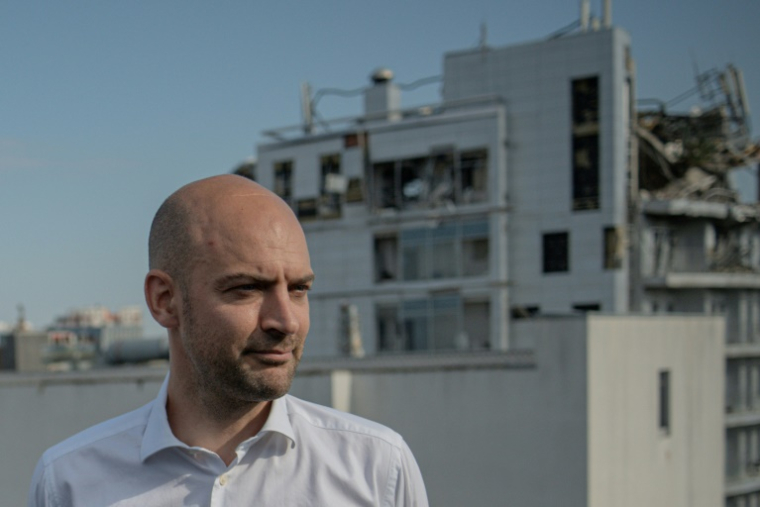 Le ministre français des Affaires étrangères Jean-Noël Barrot à Kharkiv, le 22 juillet 2025 en Ukraine ( AFP / Ivan SAMOILOV )