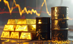 Alors que l'or enchaîne les records historiques, le pétrole, lui, oscille entre 60 et 70 dollars le baril. Cette divergence, qui traduit une aversion croissante des investisseurs pour le risque et un ralentissement de la croissance économique, pourrait s'accentuer dans les mois à venir. (crédit : Adobe Firefly / image générée par IA)