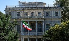 Vue générale du consulat iranien où l'Iran tient des pourparlers nucléaires avec le groupe dit E3