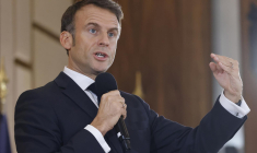 Emmanuel Macron, à Astana (Kazakhstan), le 1er novembre 2023 ( AFP / Ludovic MARIN )