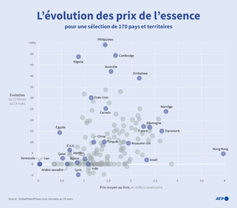 L'évolution des prix de l'essence ( AFP / Nicholas SHEARMAN )