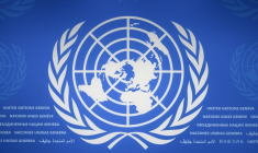 Le logo des Nations unies à Genève, le 3 septembre 2026 ( AFP / Fabrice COFFRINI )