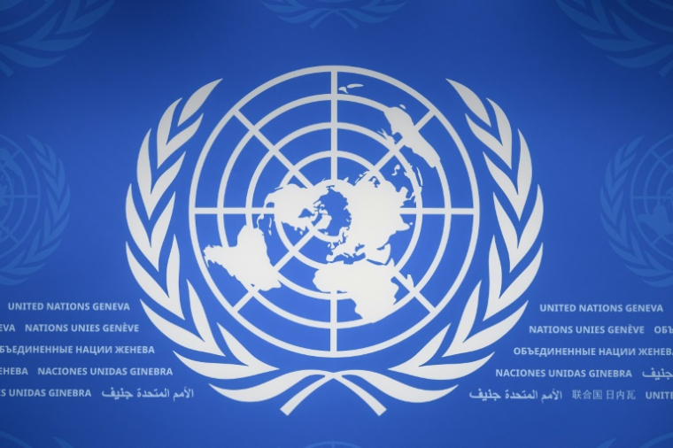 Le logo des Nations unies à Genève, le 3 septembre 2026 ( AFP / Fabrice COFFRINI )