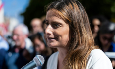 La candidate écologiste à la présidentielle Marine Tondelier à Lille le 5 septembre 2026 ( AFP / Sameer Al-DOUMY )