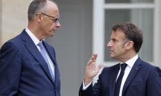 Friedrich Merz et Emmanuel Macron, à l'Elysée, le 7 mai 2025 ( POOL / LUDOVIC MARIN )