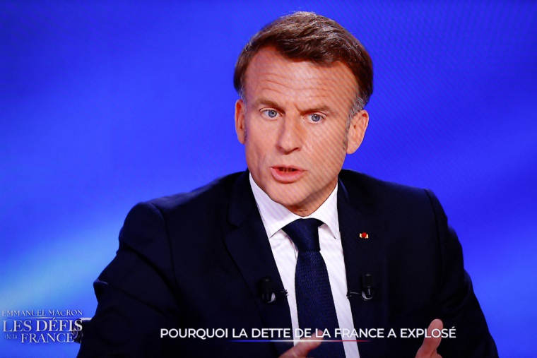 Emmanuel Macron à Saint-Denis, le 13 mai 2025. ( AFP / LUDOVIC MARIN )