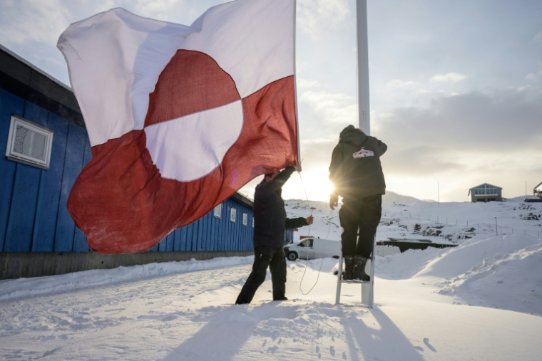 Le drapeau du Groenland, à Nuuk le 24 mars 2026 ( AFP / Florent VERGNES )