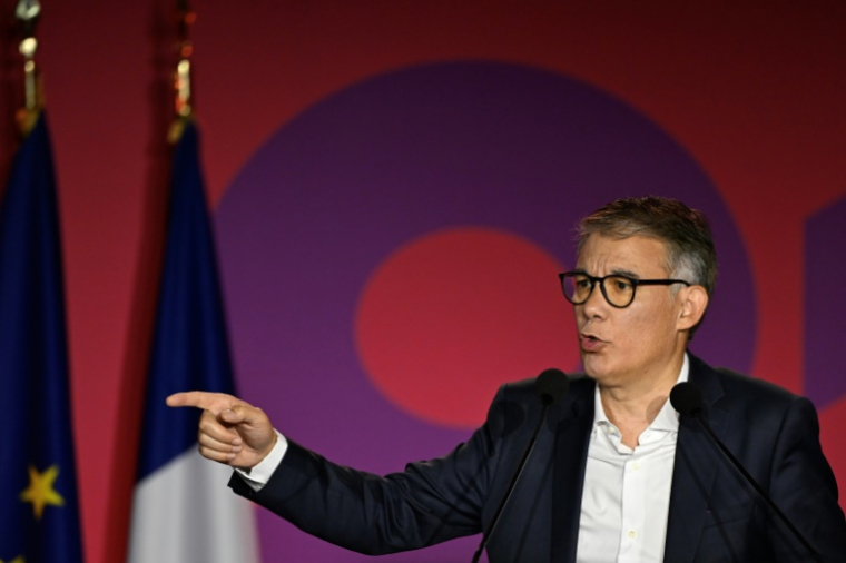 Le premier secrétaire du PS Olivier Faure le 15 juin 2025 à Nancy ( AFP / Jean-Christophe VERHAEGEN )