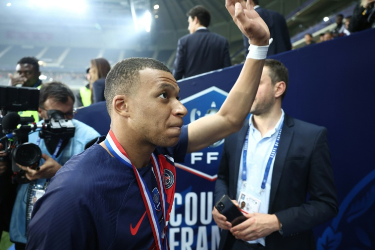 Kylian Mbappe lorsqu'il était au PSG, le 25 mai 2024, à Villeneuve-d'Ascq, dans le Nord ( AFP / FRANCK FIFE )
