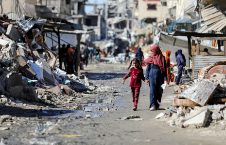 Une rue de la ville de Gaza, détruite par l'offensive militaire israélienne
