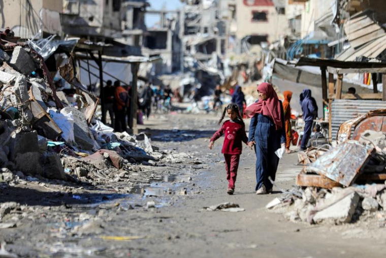 Une rue de la ville de Gaza, détruite par l'offensive militaire israélienne