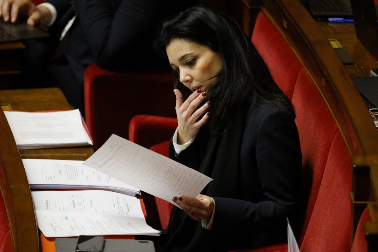Sophia Chikirou à l'Assemblée nationale le 7 février 2023. ( AFP / LUDOVIC MARIN )
