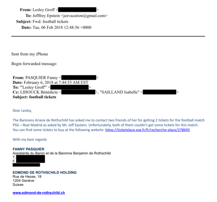 Quand Jeffrey Epstein tentait de se faire inviter à PSG-Real Madrid en 2018