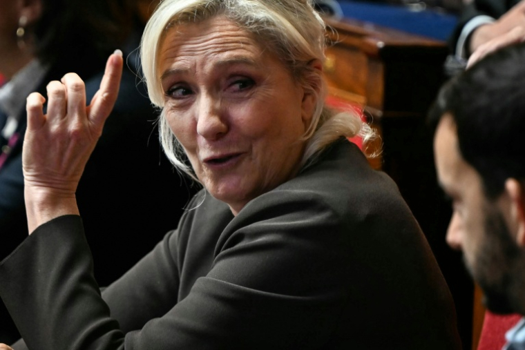 La candidate RN à la présidentielle Marine Le Pen à l'Assemblée nationale à Paris le 8 octobre 2026 ( AFP / LOU BENOIST )
