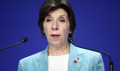 La ministre française des Affaires étrangères, Catherine Colonna, lors d'une conférence à Londres