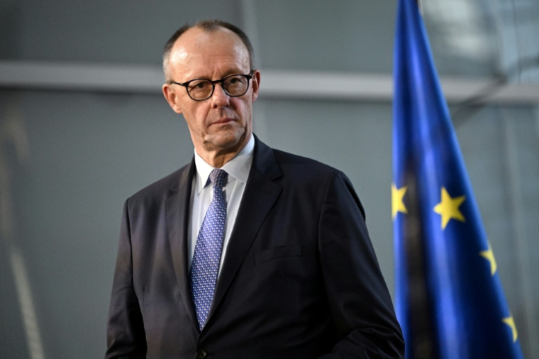 Le chancelier allemand Friedrich Merz, le 16 décembre 2025 à Francfort ( AFP / Kirill KUDRYAVTSEV )