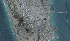Une image satellite montre un terminal pétrolier situé sur l'île de Kharg