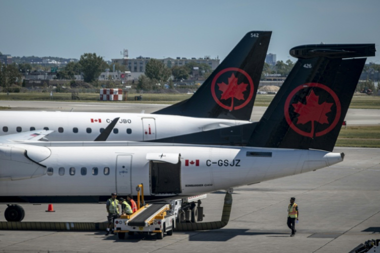 Des avions d'Air Canada sur le tarmac de l'aéroport Pierre-Elliott Trudeau de Montréal (Canada) le 14 août 2025 ( AFP / ANDREJ IVANOV )