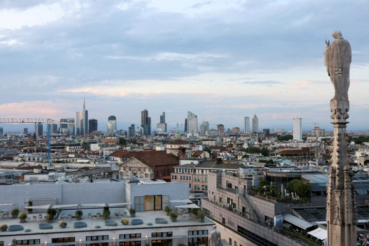 FILE PHOTO: A view shows Milan's skyline during sunset