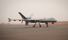 Conçu comme un missile antichar, le Hellfire a été tiré depuis un  MQ-QA Reaper (photo) pour abattre un drone lors d'un essai de l'armée française ( AFP / ALAIN JOCARD )