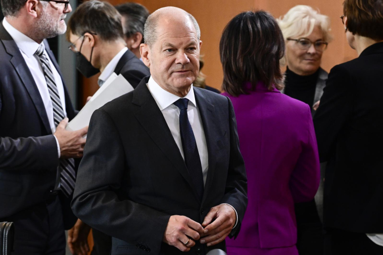 Olaf Scholz à Berlin le 9 novembre 2022. ( AFP / John MACDOUGALL )