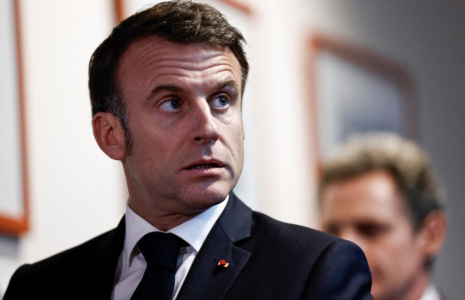 Emmanuel Macron à Bruxelles, en Belgique, le 22 mars 2024. ( AFP / SAMEER AL-DOUMY )