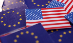 Illustration des drapeaux des États-Unis et de l'UE