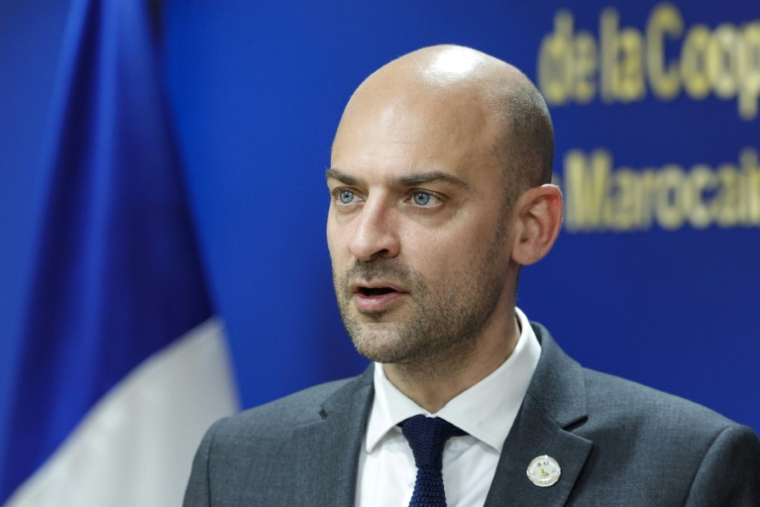 Le ministre français des Affaires étrangères Jean-Noël Barrot, à Rabat au Maroc le 20 mai 2026 ( AFP / Abdel Majid BZIOUAT )