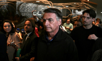 L'ancien président brésilien Jair Bolsonaro à son arrivée au Congrès à Brasilia, le 21 juillet 2025 ( AFP / EVARISTO SA                   )