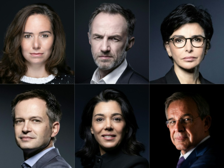 Montage photo des six candidats aux municipales à Paris réalisé le 8 janvier 2026 ( AFP / JOEL SAGET )