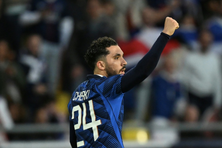 Rayan Cherki a ouvert le score pour la France lors du match de préparation face à la Côte d'Ivoire, jeudi 4 juin à Nantes ( AFP / Loic VENANCE )