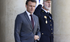 Emmanuel Macron à Paris, le 12 avril 2024. ( AFP / LUDOVIC MARIN )