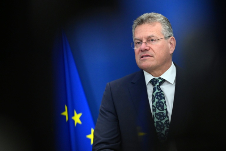 Le commissaire européen au commerce Maros Sefcovic, le 22 septembre 2026 à Bruxelles ( AFP / Nicolas TUCAT )