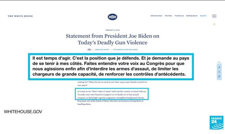 États-Unis : Après la fusillade à la parade du Super Bowl, Biden appelle à légiférer sur les armes à feu