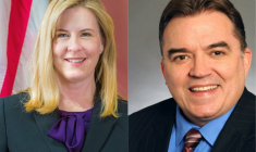 Cette combinaison montre deux images fournies à l'AFP de Melissa Hortman (à gauche) et John Hoffman, deux élus démocrates tuée et blessé samedi matin dans le Minnesota ( Minnesota State Legislature / Minnesota Senate photographer's office )