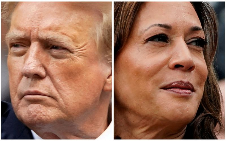 L'ancien président des États-Unis, Donald Trump et la vice-présidente des États-Unis, Kamala Harris
