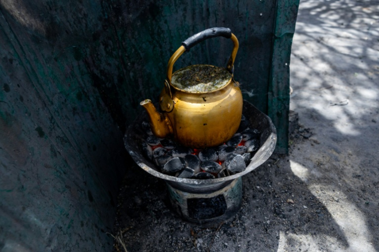 Cuisine sur du charbon fabriqué avec des déchets végétaux, à N'Djamena, le 30 avril 2025 ( AFP / Joris Bolomey )