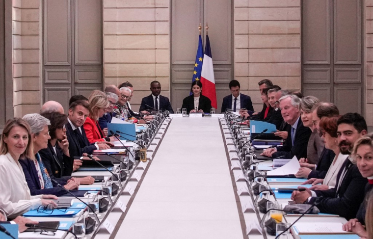 Le Conseil des ministres à Paris, le 23 septembre 2024. ( POOL / CHRISTOPHE ENA )