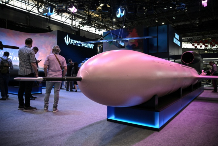 Missile Flamingo de Fire POit présenté au salon Eurosatory à Villepinte, près de Paris, le 16 juin 2026 ( AFP / JULIEN DE ROSA )