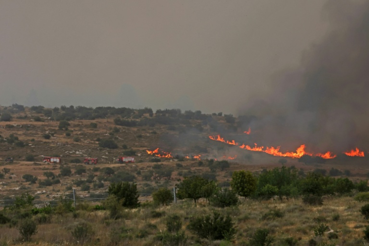 Incendie près de Bet Shemesh, dans le centre d'Israël, le 30 avril 2025 ( AFP / AHMAD GHARABLI )