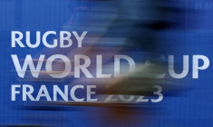Le logo de la Coupe du monde de rugby France 2023 à Paris