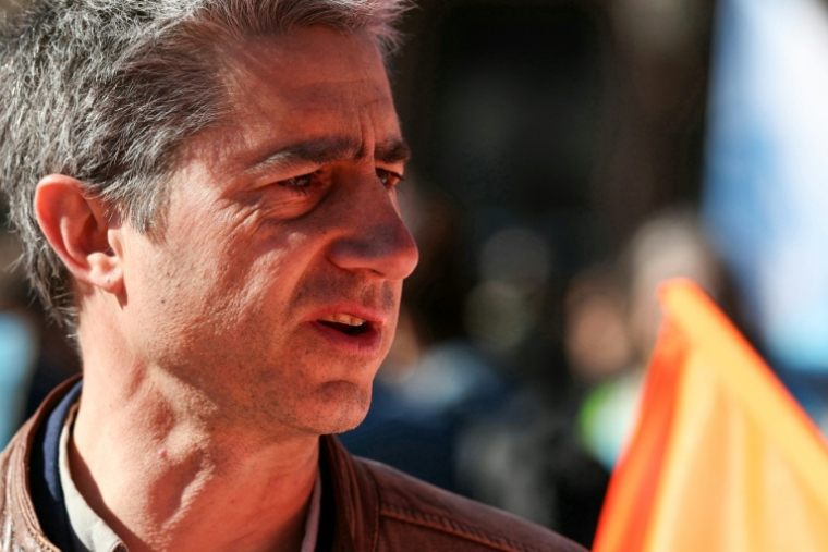 Le député de la Somme François Ruffin à la manifestation de salariés de Stellantis à Poissy (Yvelines), le 23 avril 2026 ( AFP / ALAIN JOCARD )