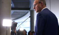 Friedrich Merz, le chef du parti conservateur de l'Union chrétienne-démocrate lors d'une déclaration