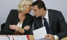 Marine Le Pen et Jordan Bardella à Paris, le 14 septembre 2024. ( AFP / LUDOVIC MARIN )