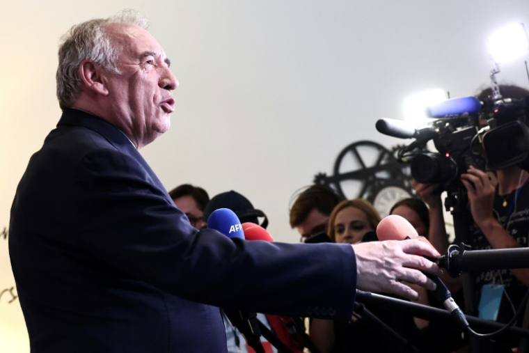 Le Premier ministre François Bayrou jeudi 31 juillet à Montreuil, en Seine-Saint-Denis  ( AFP / Thibaud MORITZ )