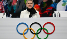 La présidente du CIO Kirsty Coventry a présidé lundi la 145e session de l'organisation du CIO. ( AFP / Daniel MUÑOZ )