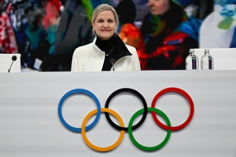 La présidente du CIO Kirsty Coventry a présidé lundi la 145e session de l'organisation du CIO. ( AFP / Daniel MUÑOZ )