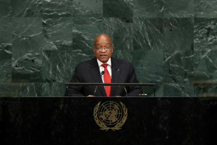 Jacob Zuma, alors président de l’Afrique du Sud, s’adresse à l’Assemblée générale des Nations unies au siège de l’ONU, le 20 septembre 2017 à New York ( GETTY IMAGES NORTH AMERICA / Drew Angerer )