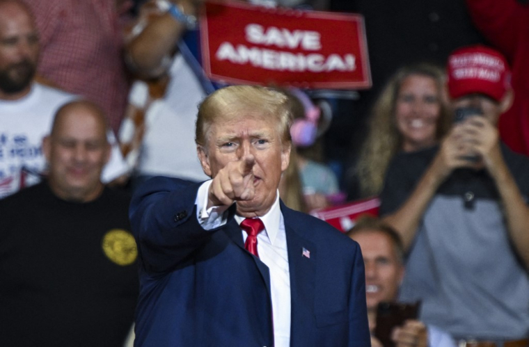 Donald Trump à Wilkes-Barre, aux États-Unis, le 3 septembre 2022. ( AFP / ED JONES )