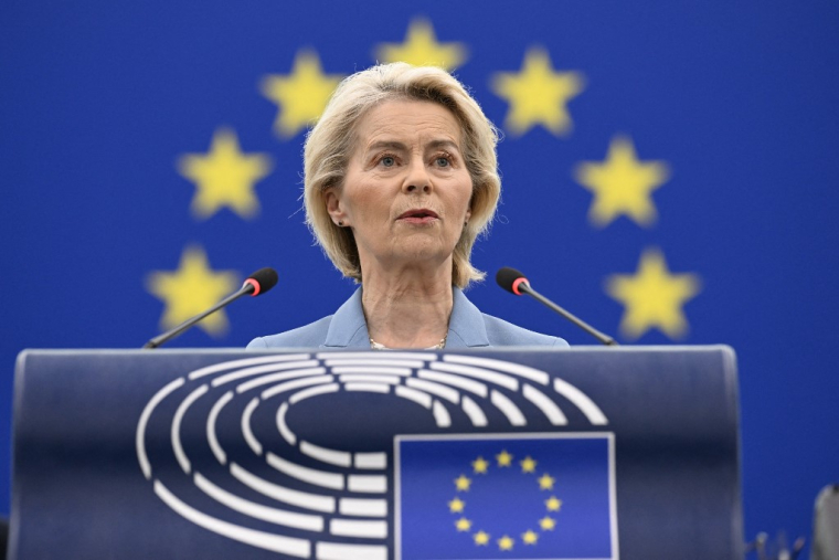 Ursula von der Leyen, le 6 octobre 2026, à Bruxelles ( AFP / JEAN-CHRISTOPHE VERHAEGEN )